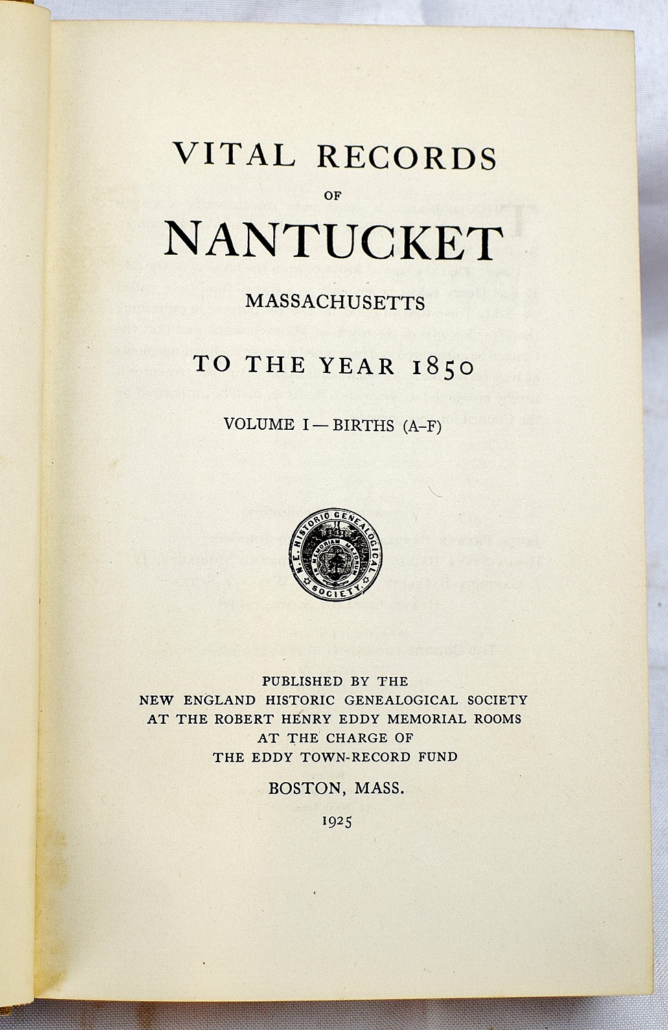 Vital Records of Massachusetts Town Records to 1850 (Tan Books